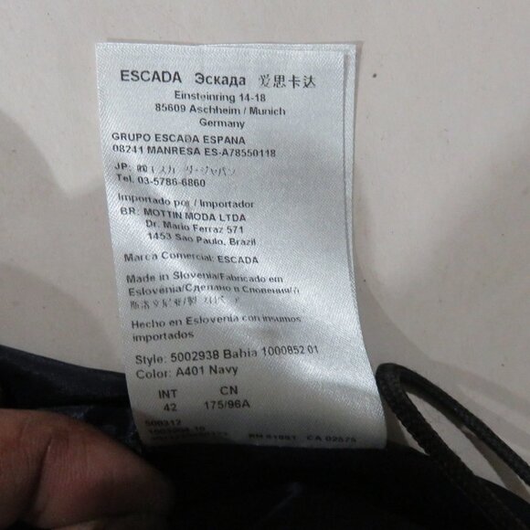 ESCADA Navy 100% Italian Wool Silk Suit Blazer Jacket size 42 US 12 - Picture 9 of 9